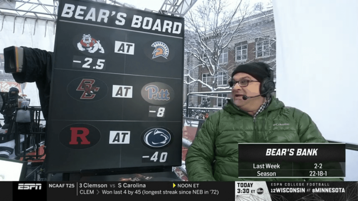 Chris Fallica Bear's Bank Week 7 2019 Picks On ESPN College Gameday  #SaturdaySelections - EvenYourOdds