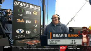 Bear S Bank Picks Chris Fallica Week 14 2020 College Football Picks On Espn College Gameday Evenyourodds