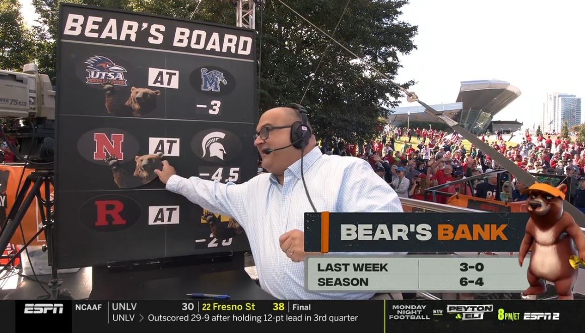 Bear's Bank Picks Chris Fallica Week 4 2021 College Football Picks on