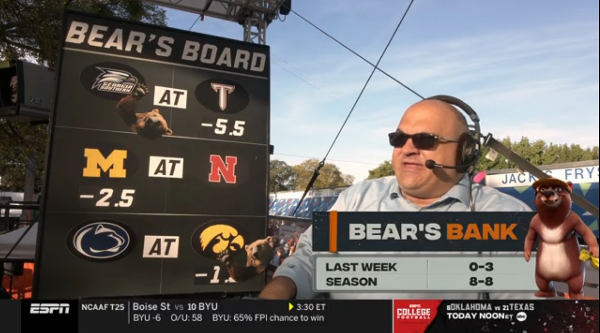 Bear's Bank Picks Chris Fallica Week 6 2021 College Football Picks on