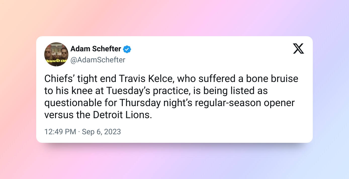 Chiefs Travis Kelce suffered a knee injury during Tuesday's practice