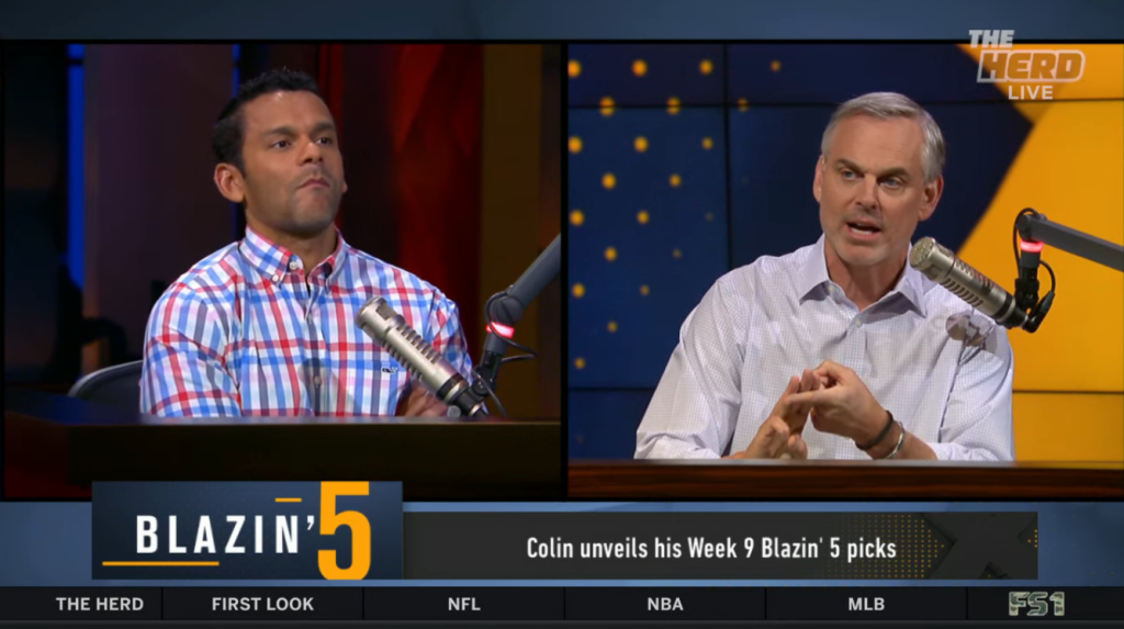 colin cowherd NFL week 9 2023 Blazing 5 picks