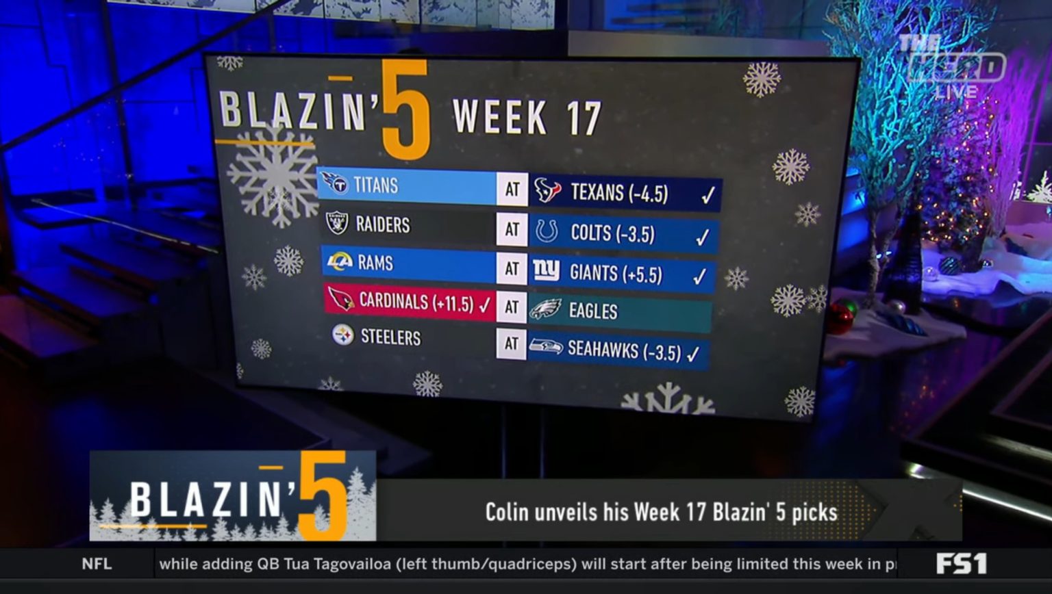 Blazing 5 Colin Cowherd Week 17 NFL Picks 2023 On Fox Sports