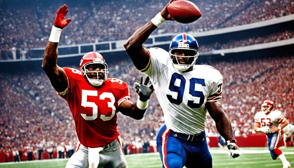 Lawrence Taylor and Derrick Thomas in action