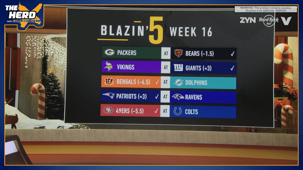 Colin Cowherd’s Blazin’ 5 Picks: NFL Week 16 in 2025